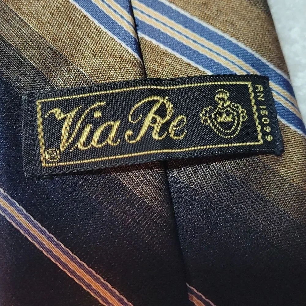 Via Re men's black and brown‎ striped neck tie